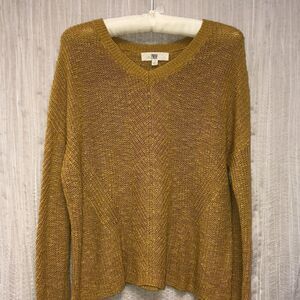 Pinque S Mustard Knit V Neck Pullover Sweater